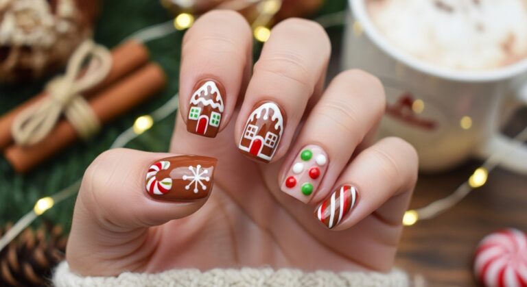 🎅 Gingerbread House Nails = Instant Holiday Joy!
