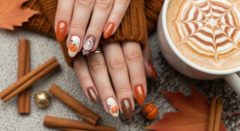 Cozy Pumpkin Spice Latte Nails You’ll Fall For!