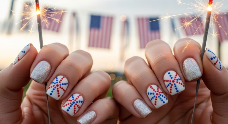 💥 Firework Dot-Stamp Mani for the 4th of July 💅